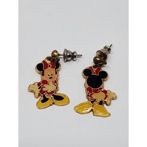 DISNEY MINNIE MOUSE ENAMEL DANGLE  EARRINGS PIERCED - Picture 1 of 8